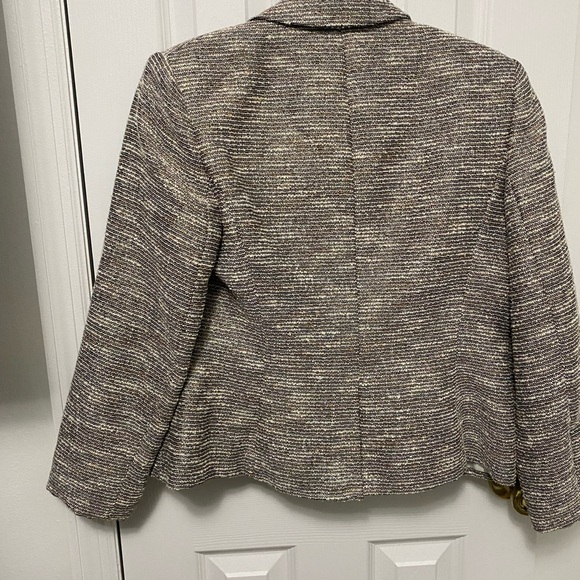 Calvin Klein size 4 petite suit. silver gold gray metallic tweed fabric. - Picture 2 of 7